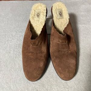 UGG Gathered Women’s Size 11 Shoes Slip On Mules Brown Shearling‎ Clogs Heel